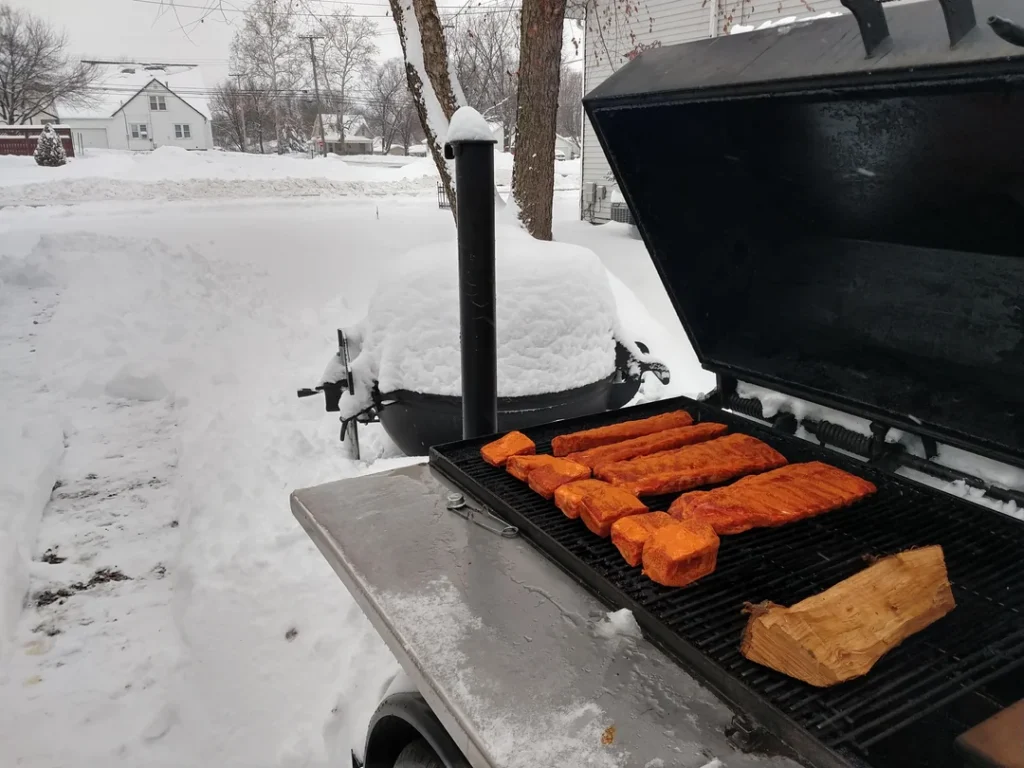 smoking in winter on a backyard smoker