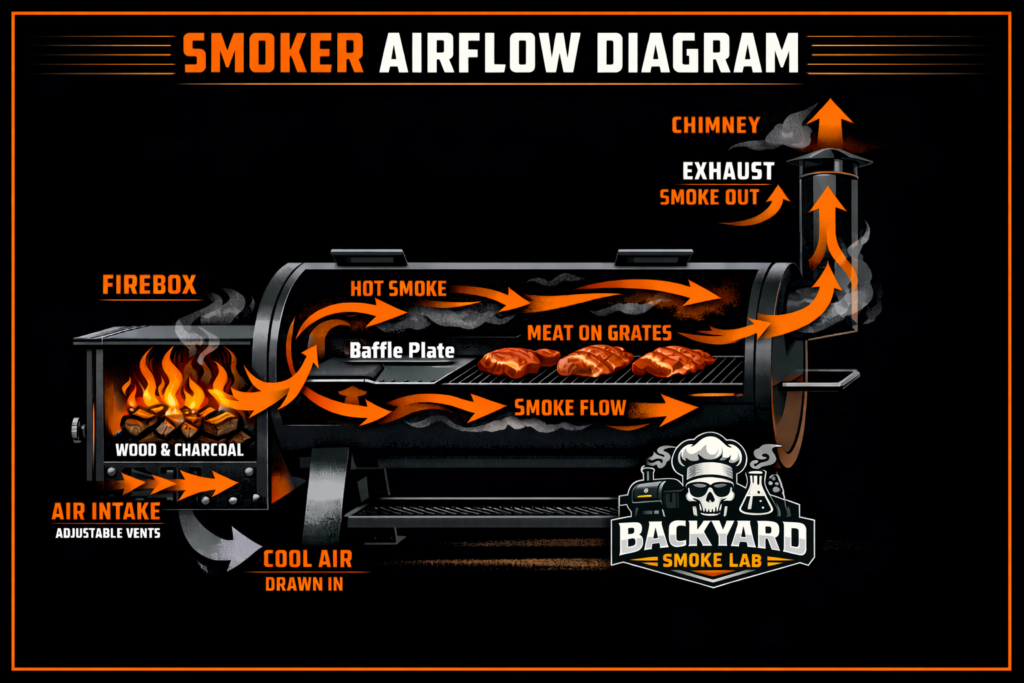 bbq smoker airflow control thin blue smoke chimney