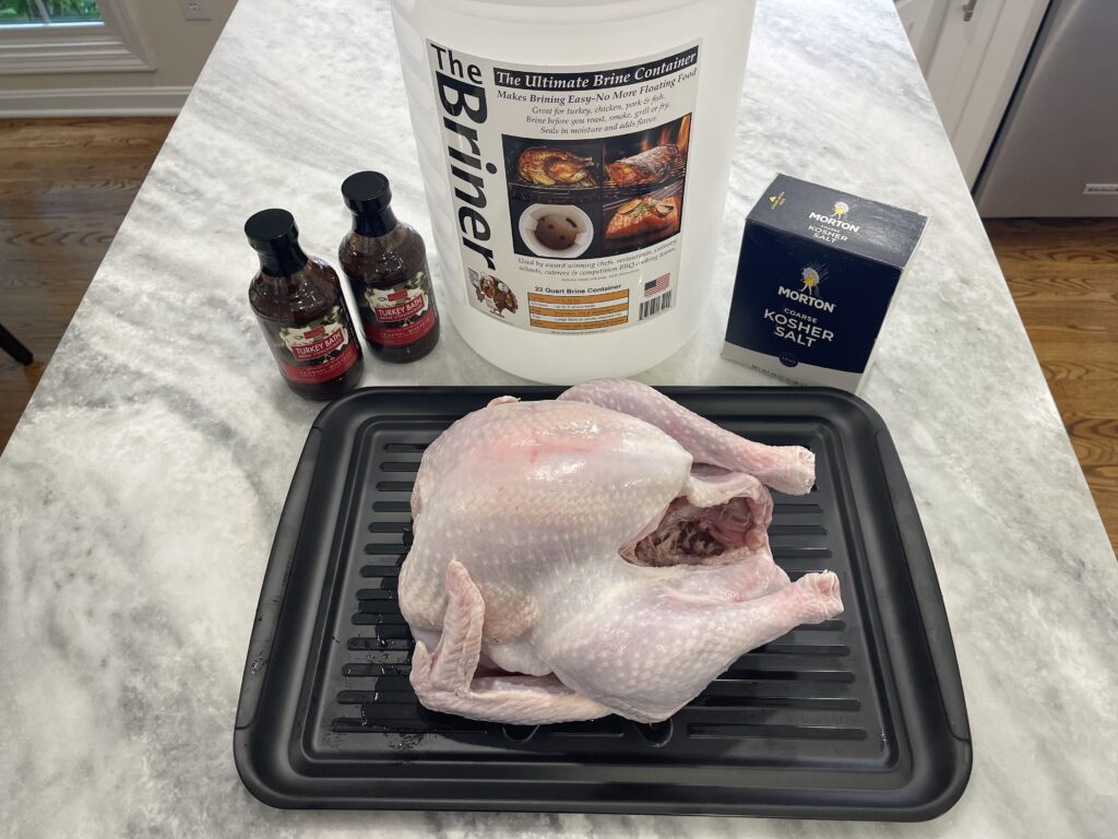 Turkey with brine ingredients & equipment